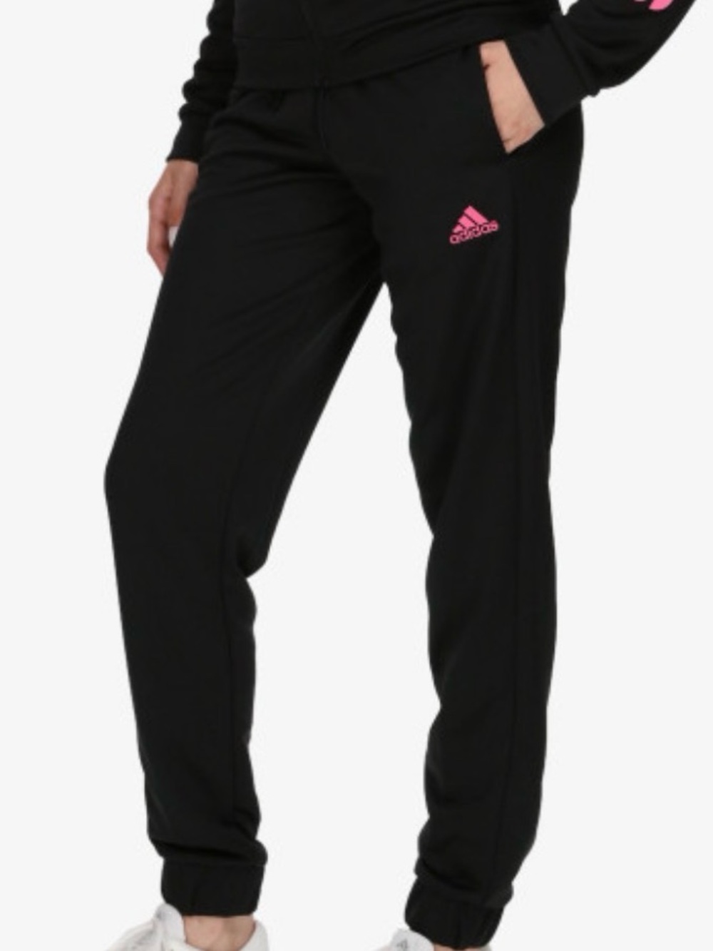 adidas Kids Black Joggers with Pink Logo Accent, pockets